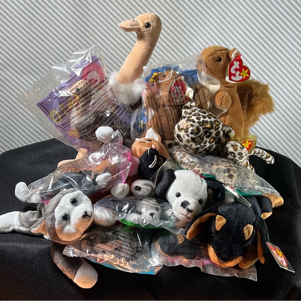 TY Teenie Beanie Babies Matches Bundle/Rare McDonalds 14 Pack/Husky/Doberman